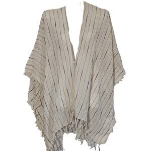 NEW Torrid Caftan One Size polyester Knit Ivory Stripes Ties on Both Side